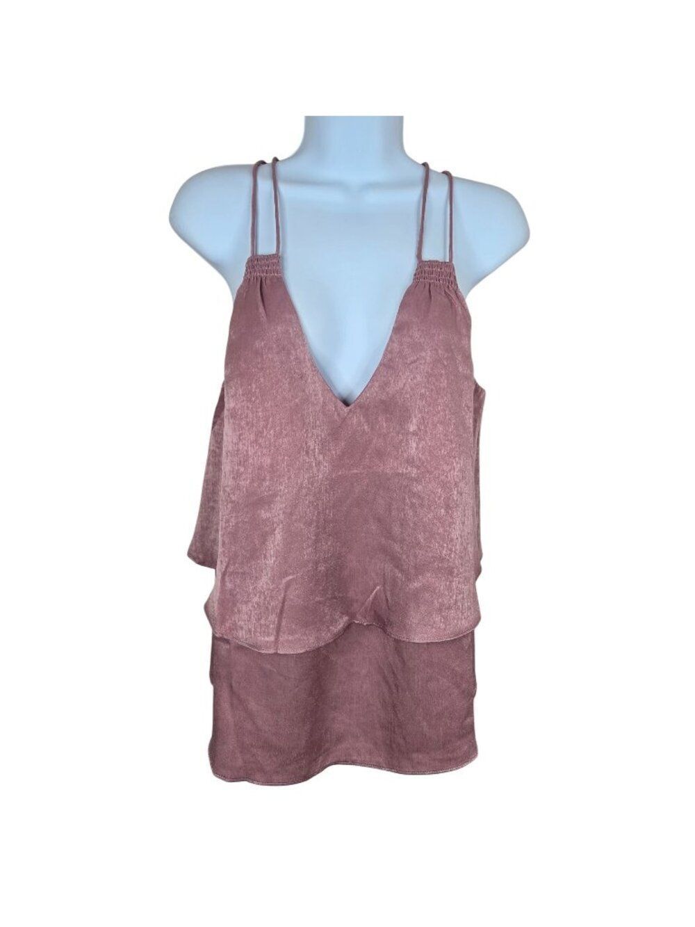 JOA Los Angeles Pink Layered Strappy Tank Top Womens S NEW